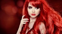 Coloring Red Hair. Fashion Girl Portrait With Long Curly Hair ov