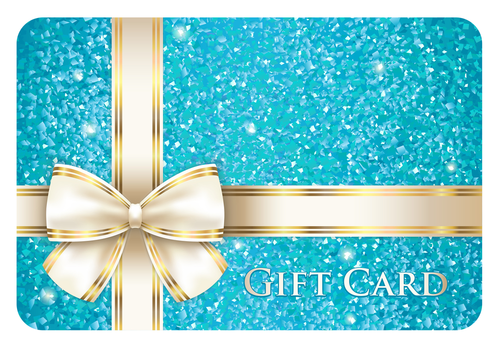 Luxury turquoise shiny gift card composed from glitters