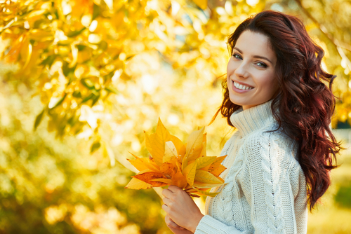 Autumn,Woman,In,Autumn,Park.,Warm,Sunny,Weather.,Fall,Concept